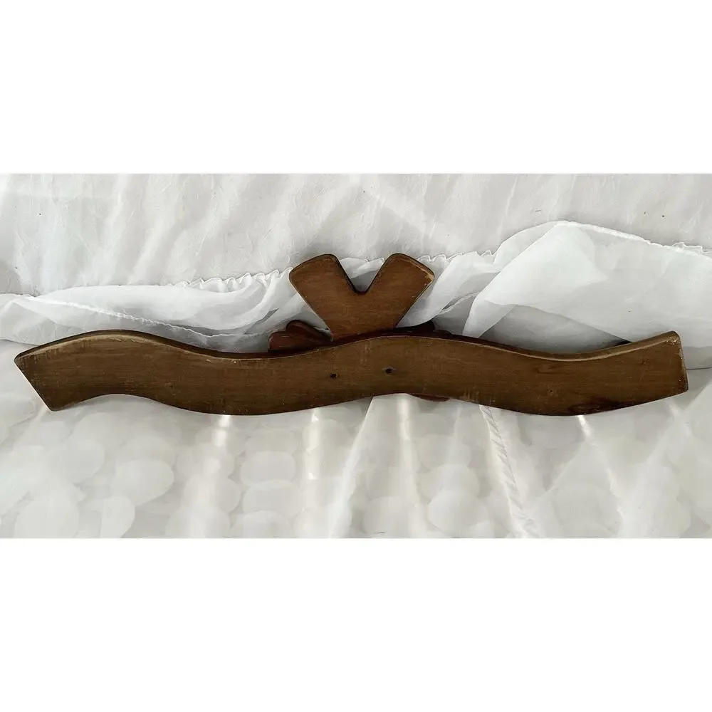 Vtg Handmade Wood Peg Wall Bow Ribbon Hanger Hanging Rack 30 X 8” Cottagecore